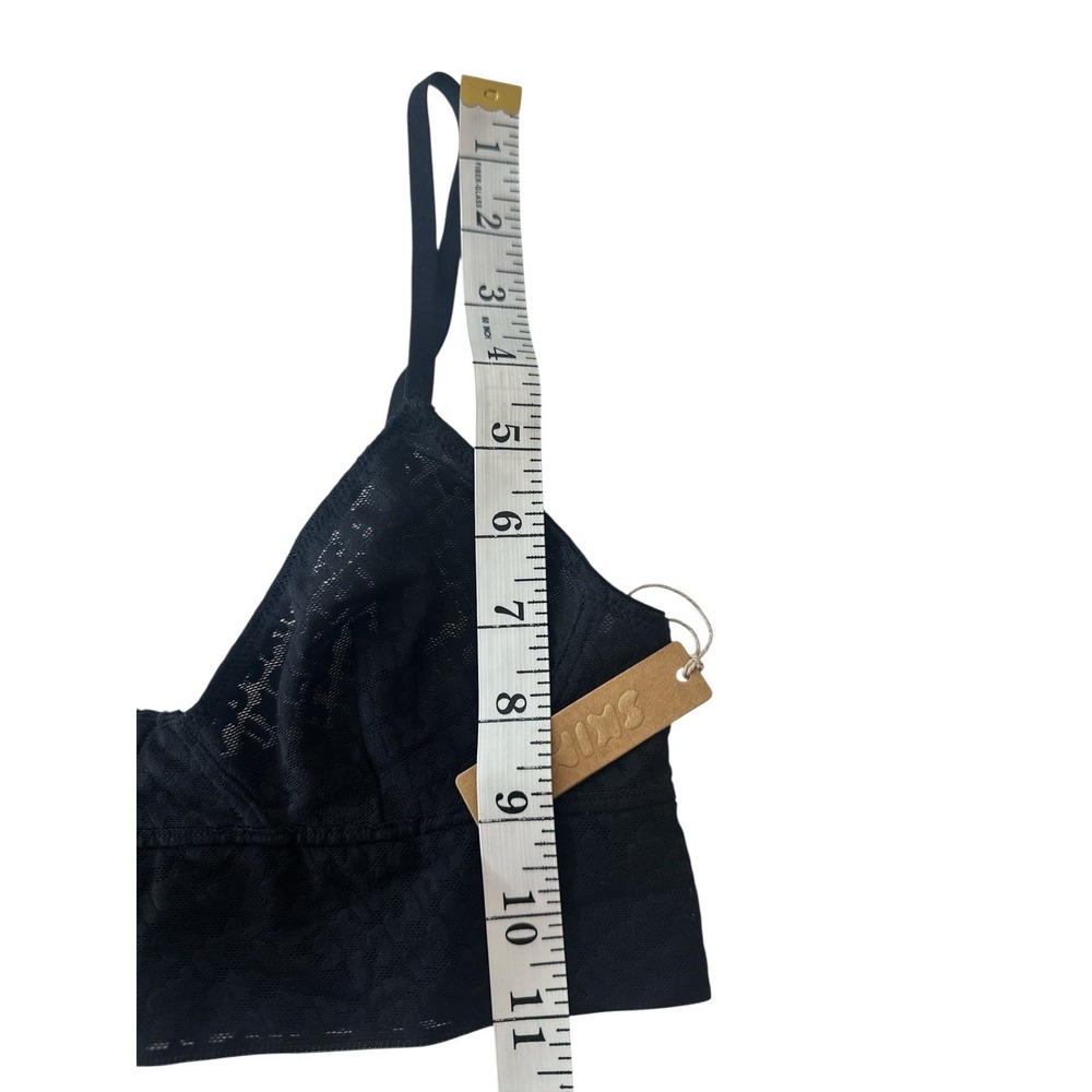 SKIMS Logo Mesh Triangle Bralette Womens XS Black Romantic Sexy Gothic Onyx New - Picture 6 of 7